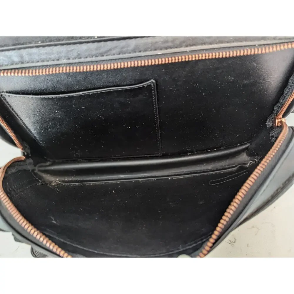 Skip Hop Greenwich Diaper Backpack Black Vegan Leather Rose Gold Hardware